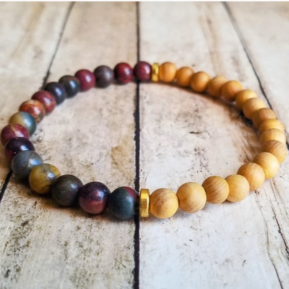 Picasso Jasper + Sandalwood Bracelet